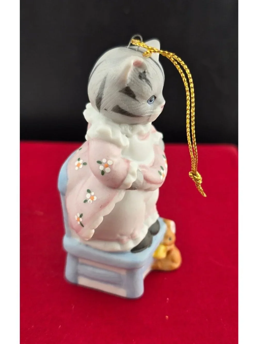 Kitty Cucumber Figurine Set Of 2 - 1988 B. Shackman - Porcelain Cat Ornaments